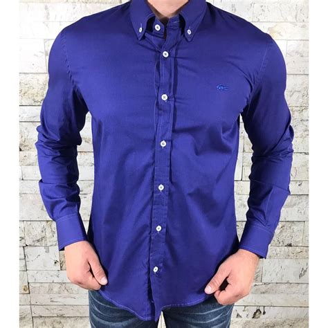 Camisa Social Manga Longa Luxo Lacoste Azul Tifany Slim Shopee Brasil