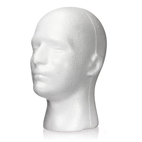 Male White Styrofoam Foam Wig Hat Mannequin Head Manikin Model