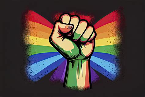 Arco Iris Colori M O Uma Punho Elevado Acima Gay Orgulho Lgbt Conceito Foto De
