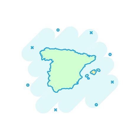 Comicstyle Spain Map Icon With Business Concept Cartoon Cartography Area Vector, Cartoon ...