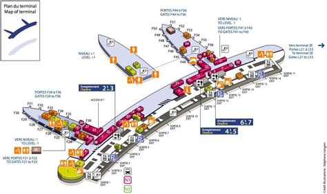 CDG airport terminal 2F map - Map of CDG airport terminal 2F (France)