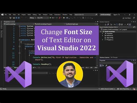 How To Change The Font Size Of Text Editor On Visual Studio Youtube