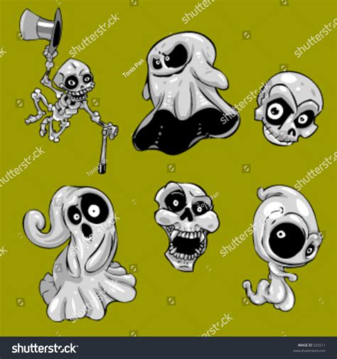 Vector Collection Halloween Ghosts Skeletons This Stock Vector 525511