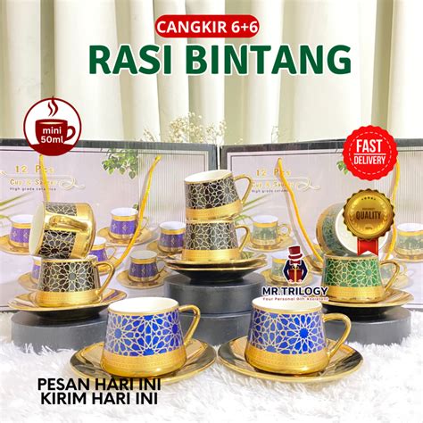 Jual Hampers Cangkir Tatakan Set Keramik Rasi Bintang Souvenir Gelas