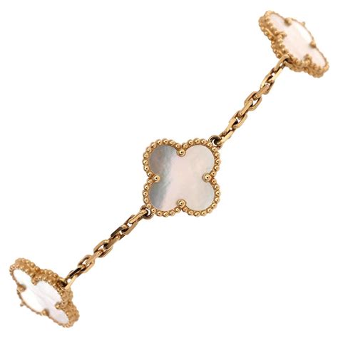 Van Cleef And Arpels Bracciale Vintage Alhambra 5 Motivi Guilloche In