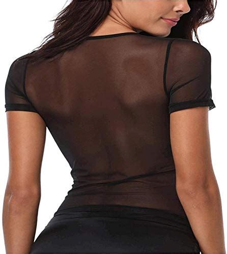 Jnzebly Womens Sheer See Through Gauze Crop Tops Black S Pricepulse