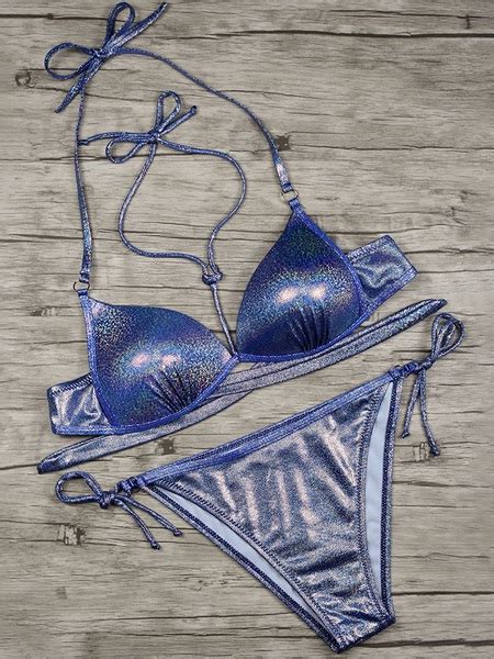 Bikini Swimsuit Lace Up Straps Neck Backless Low Rise Waist Sexy Swimming Suits TD Mercado