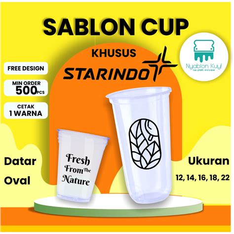 Jual Sablon Custom Gelas Cup Plastik Starindo Oval Dan Datar All Size