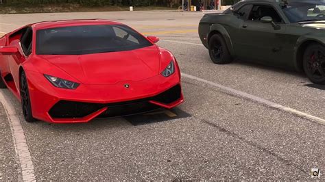 Video Of The Day Dodge Challenger Demon Vs Lamborghini Huracan