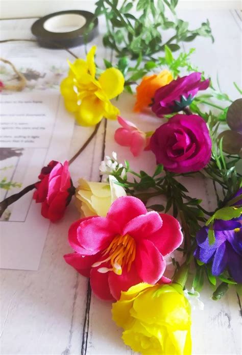 Flower Crown Making Kit Bright Coloured Flower Crown Diy Etsy