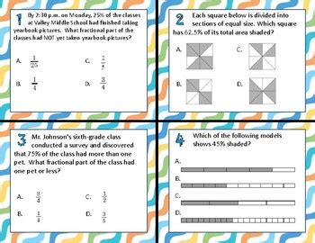 Tek F Benchmark Fractions Percents Task Cards By Cownting In Fourth