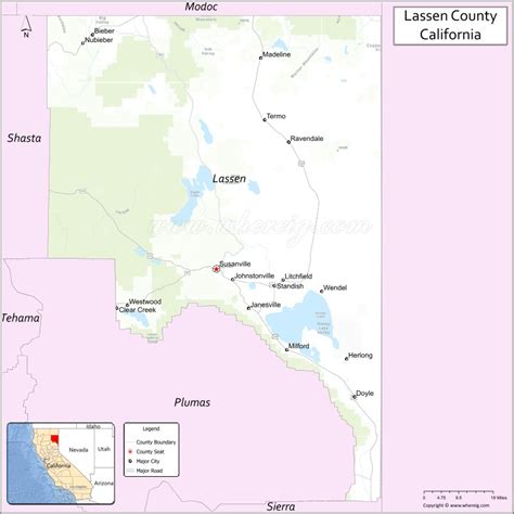 Lassen County Map California USA Towns And Cities In Lassen County