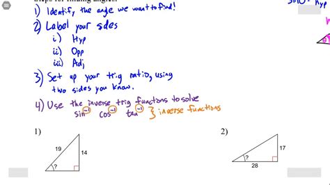 Finding Angles Using Primary Trig Ratios Sin Cos Tan Using The SOH