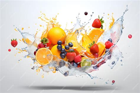 premium photo fruit juice splash  white background