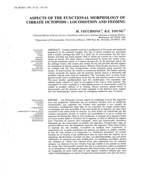 Pdf Aspects Of The Functional Morphology Of Cirrate Octopods