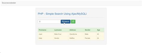 Php Simple Search Using Ajax And Mysqli Sourcecodester