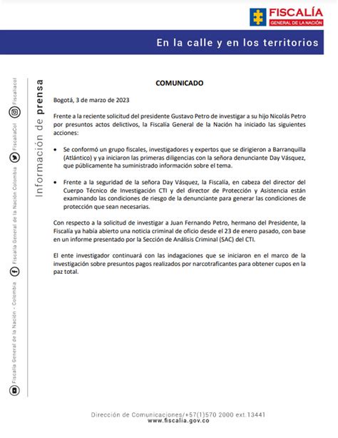 Fiscal A Colombia On Twitter Atenci N Comunicado Oficial De La