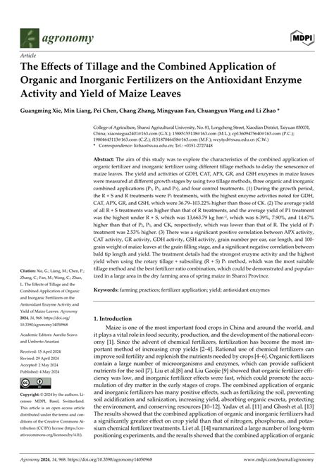 Pdf The Effects Of Tillage And The Combined Application Of Organic