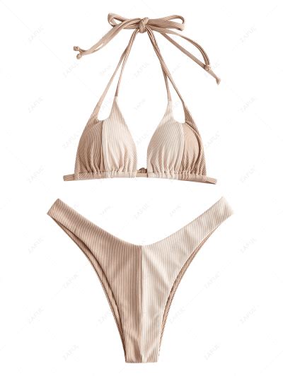 42 OFF 2022 ZAFUL Ribbed O Ring Contrast Strap String Bikini