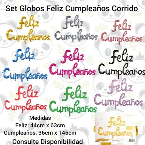 Set De Globos Feliz Cumplea Os Letra Corrida Cursiva Mercadolibre