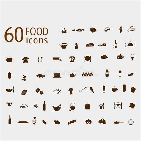 Sistema Del Vector De Los Iconos De La Comida Y De La Bebida