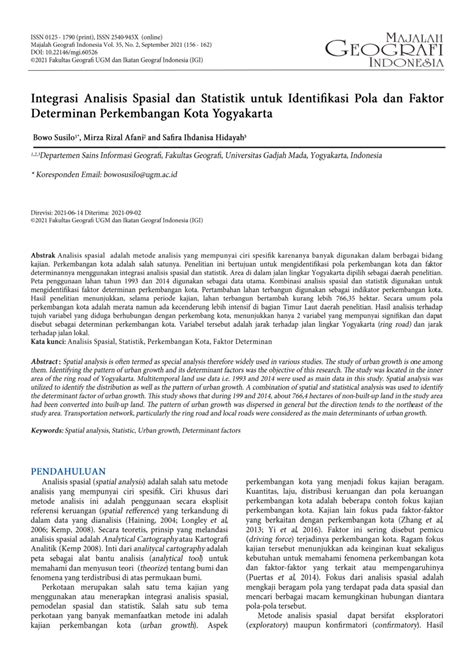 PDF Integrasi Analisis Spasial Dan Statistik Untuk Identifikasi Pola