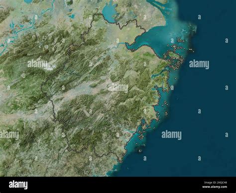 Zhejiang, province of China. High resolution satellite map Stock Photo ...