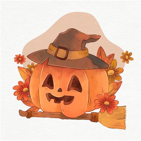 Free Vector Watercolor Halloween Pumpkin Illustration