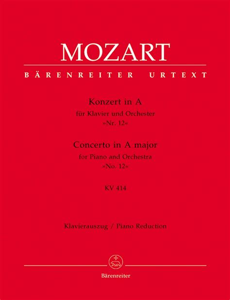 BARENREITER MOZART W A CONCERTO IN A MAJOR N12 KV 414 2 PIANOS