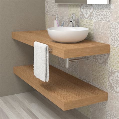 Mensola Lavabo Bagno Top Mensolone Legno Rovere Hub