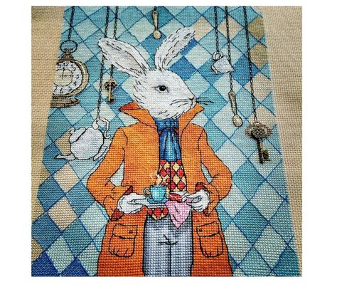 Alice In Wonderland Cross Stitch White Rabbit DIY X Stitch Etsy