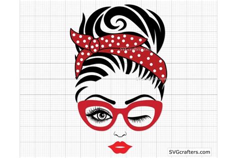 Messy Bun Glasses Svg