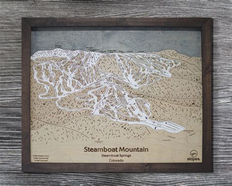 Steamboat Mountain Ski Trail Map | 3D Wooden Ski Resort Art