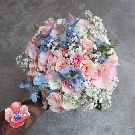 Ramo De Novia Rosa Y Azul