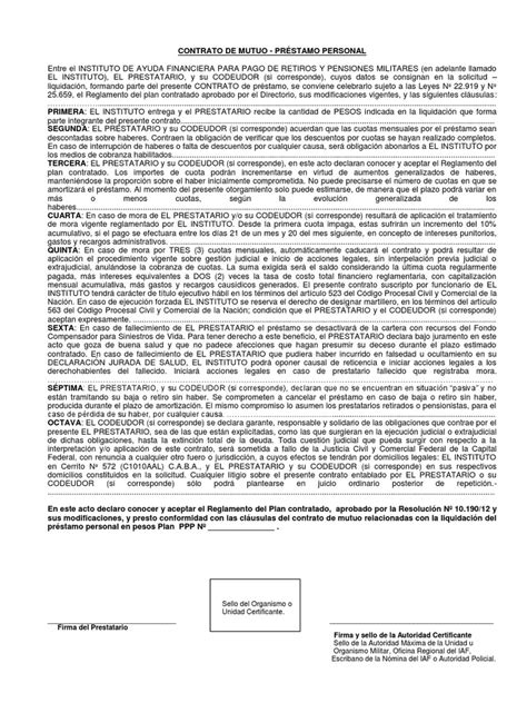 Modelo De Contrato De Mutuo Pdf Judicaturas Justicia