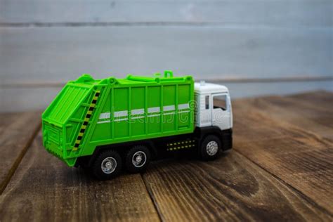 Children`s Toy Green Garbage Truck Stock Photo - Image of delivery ...