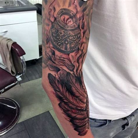 70 Feather Tattoo Designs For Men Masculine Ink Ideas