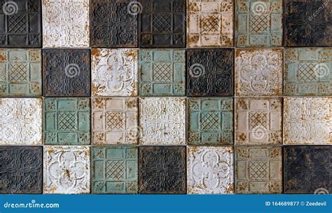 Pressed Tin Antique Ceiling Tiles Stock Image Image Of Dark