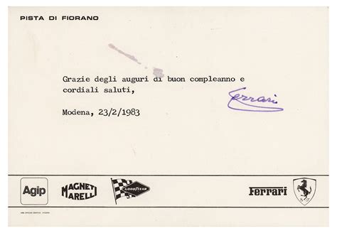 Enzo Ferrari Typed Note Signed Rr Auction