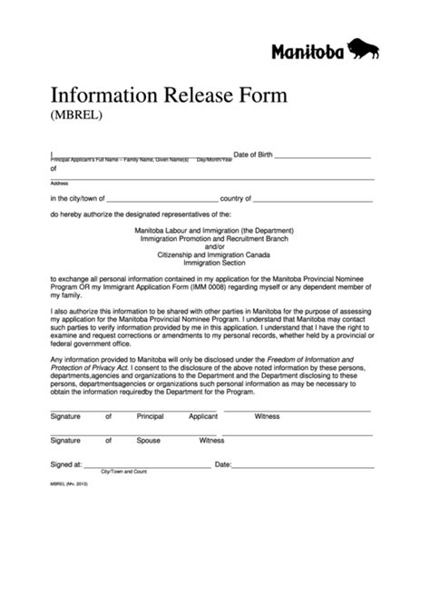 Printable Blank Authorization To Release Information Form Printable Forms Free Online