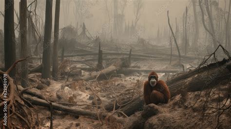 Borneo and Sumatran orangutan habitat is lost and burned Stock Illustration | Adobe Stock