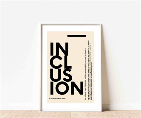 Minimalist Office Decor Set Of 4 Diversity Definition Equity Inclusion Poster Typography