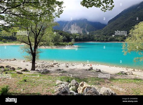 The beautiful Lake Tenno in Trentino. Northern Italy, Europe Stock ...