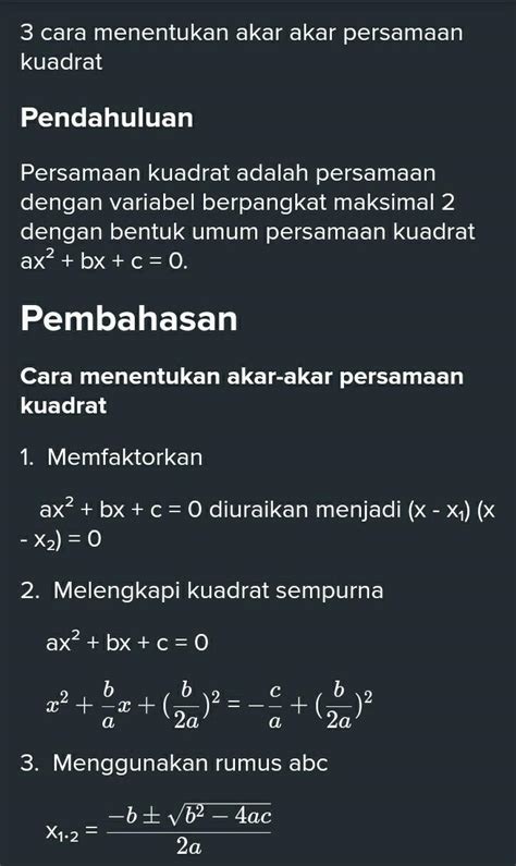 Cara Menentukan Akar Persamaan Kuadrat Ada Tiga Kecuali