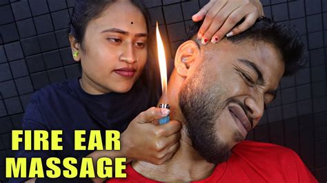 Fire Ear Massage By Barber Girl Pakhi Heavy Oil Massage Neck