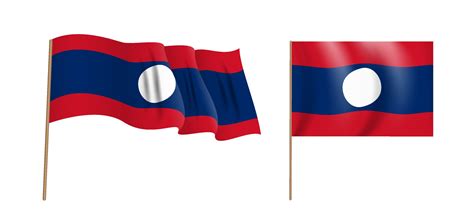 Colorful Naturalistic Waving Flag Of Lao Peoples Democratic Republic