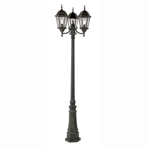 Bel Air Lighting Cameo 3 Light Outdoor Black Lamp Post With Water Glass