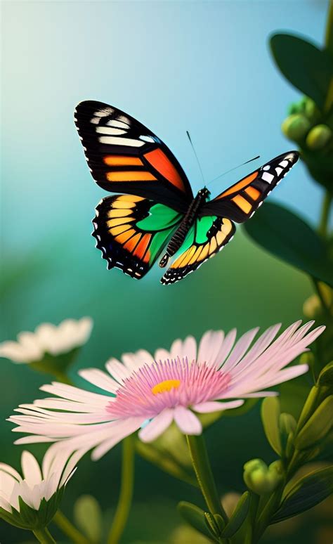 A Butterfly Is Flying Over Some Flowers