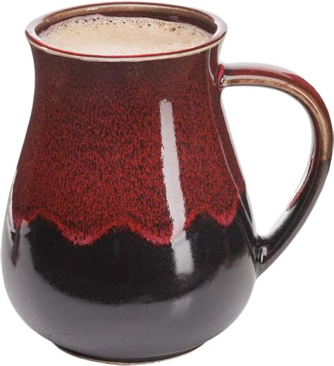 Amazon Handmade Potbelly Big Thin Burgundy Heavy Ceramic Coffee