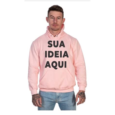 Moletom Canguru Personalizado Frases O Logo Blusa De Frio